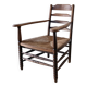 Rustic bobbin rush seat low armchair | Netherlands | 1940s