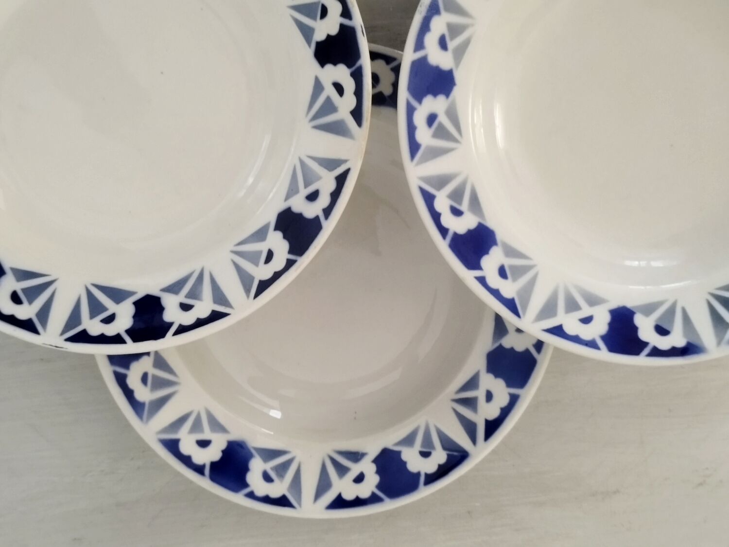 Deep plates opaque porcelain gien flanders model vintage art deco style decor