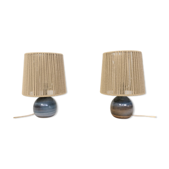 Pair of bedside lamps, rope blinds