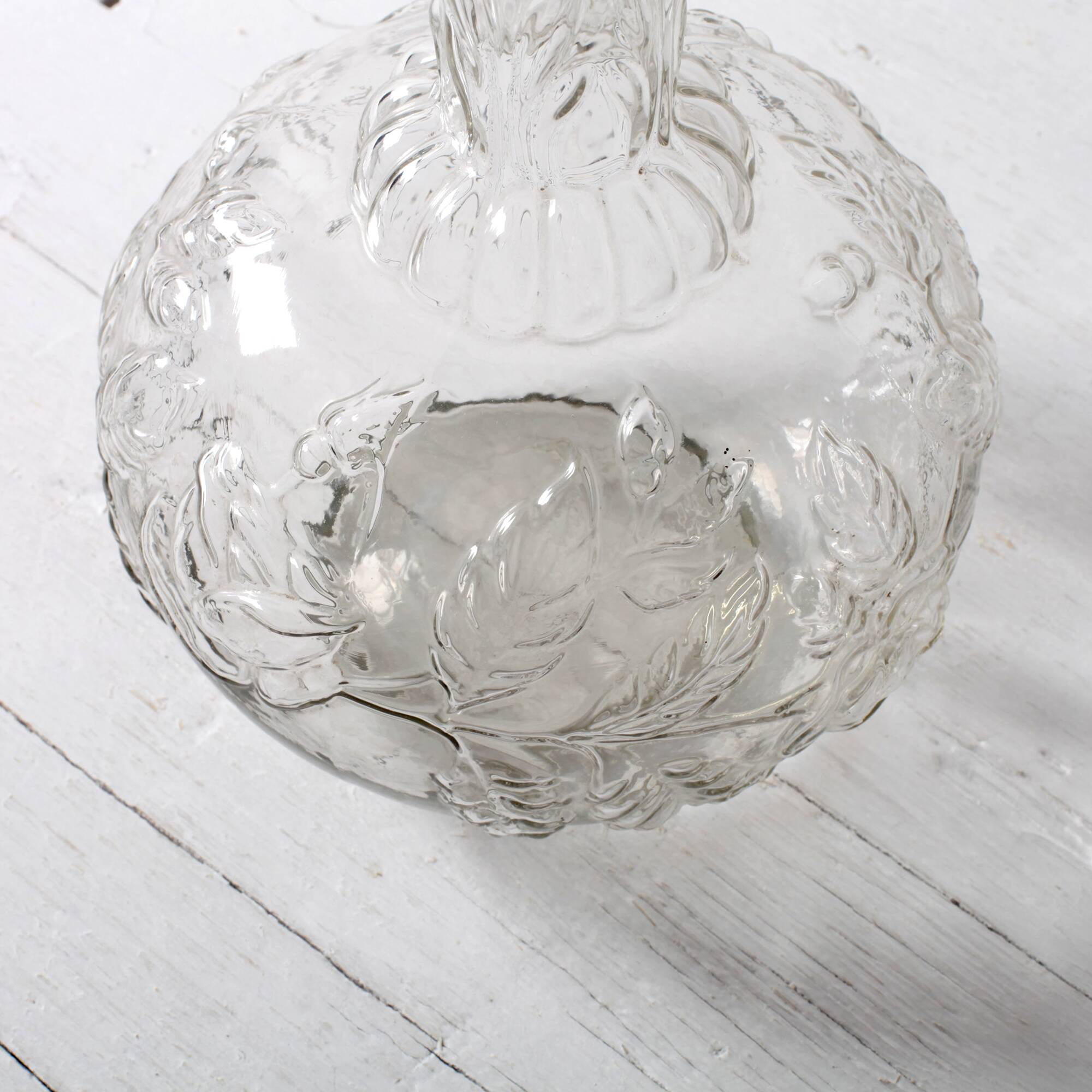 Vintage Glass Decanter / Roses Patterned Wine Carafe / Empoli  Italy  1950s