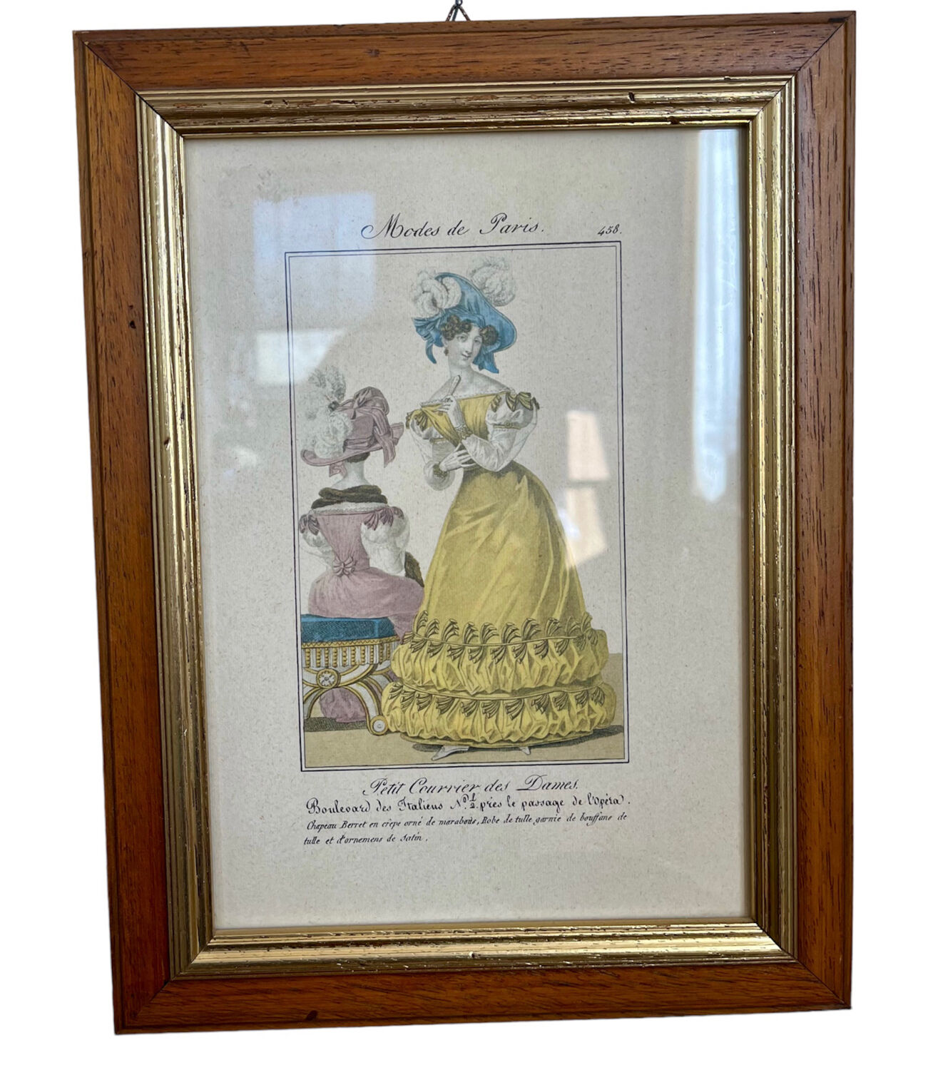 Framed antique paris fashion engraving