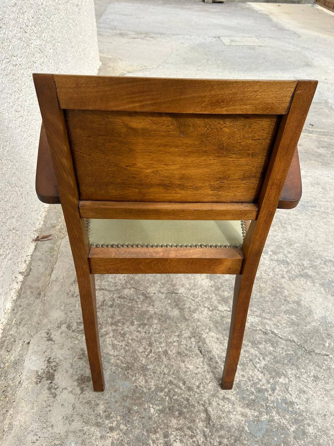 Pair of green velvet bridge armchairs