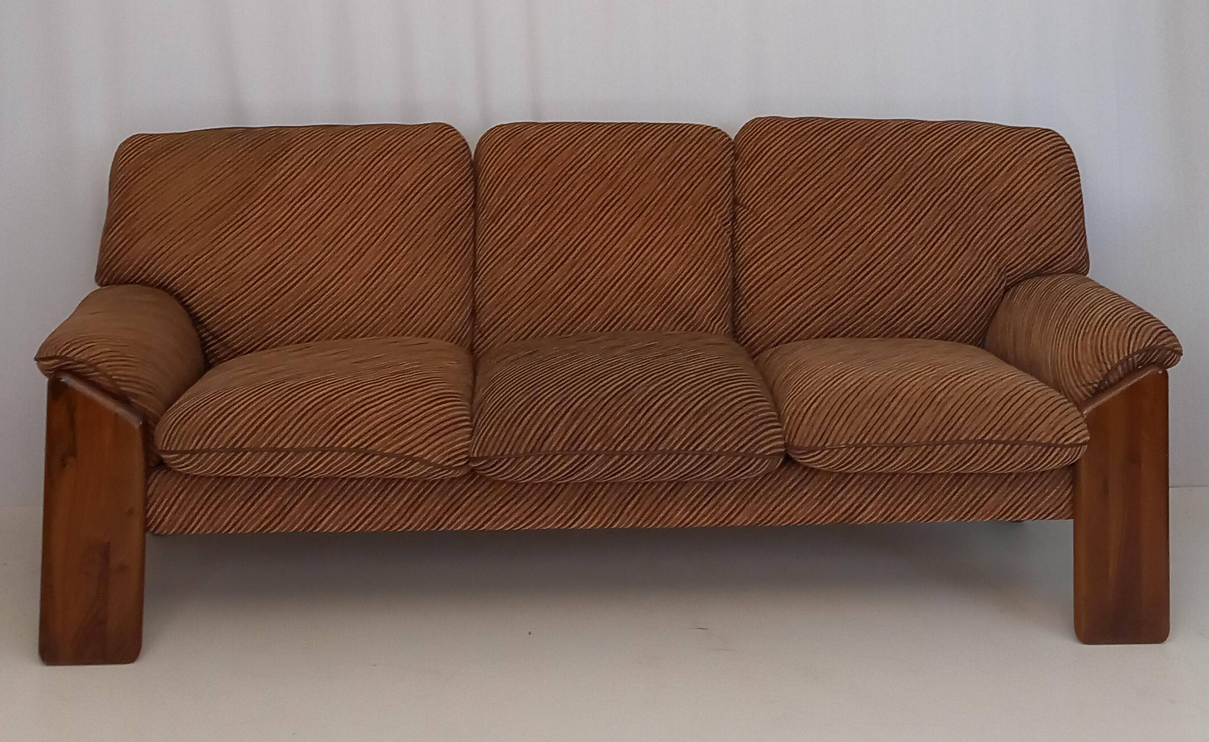 Brown Velvet 3-Seater Sofa by Mobil Girgi, 1970s