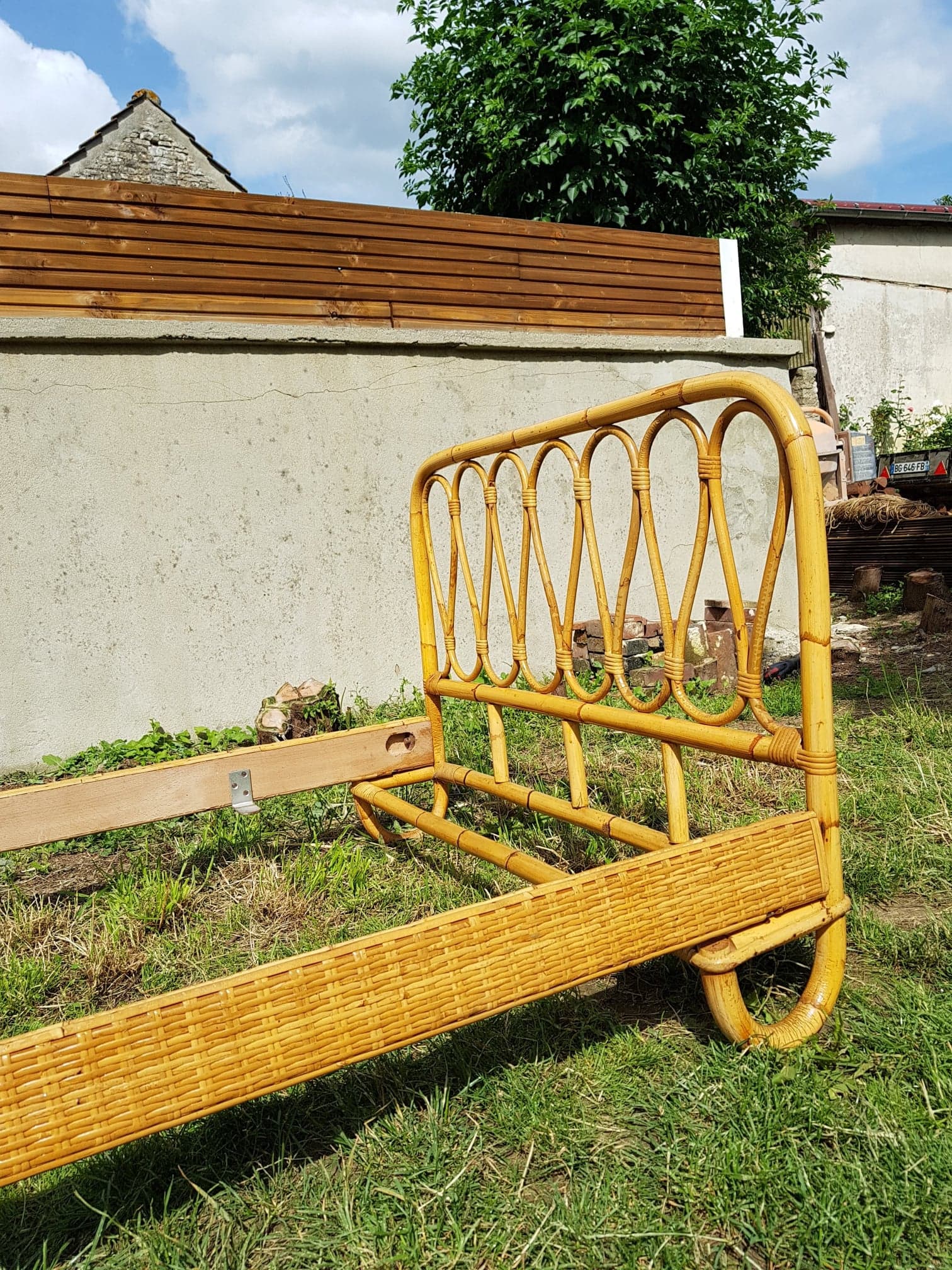 Bed rattan a person