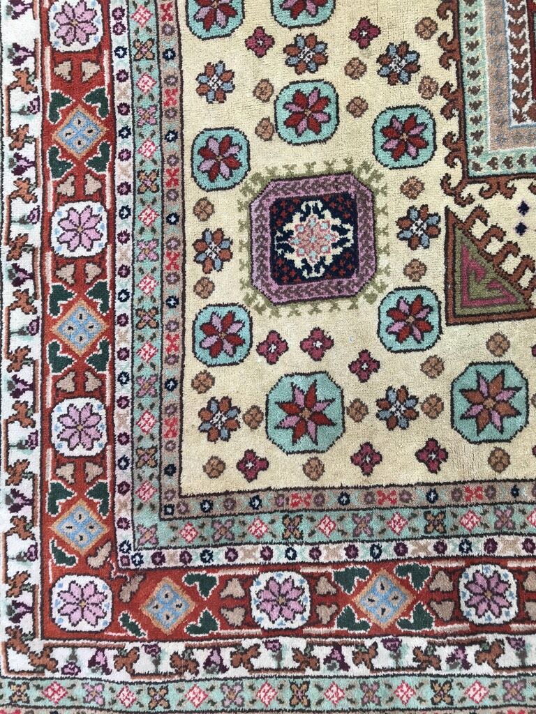 Old hand made square transylvania oriental rug wool 182 x 182
