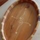 Inlaid wood top.