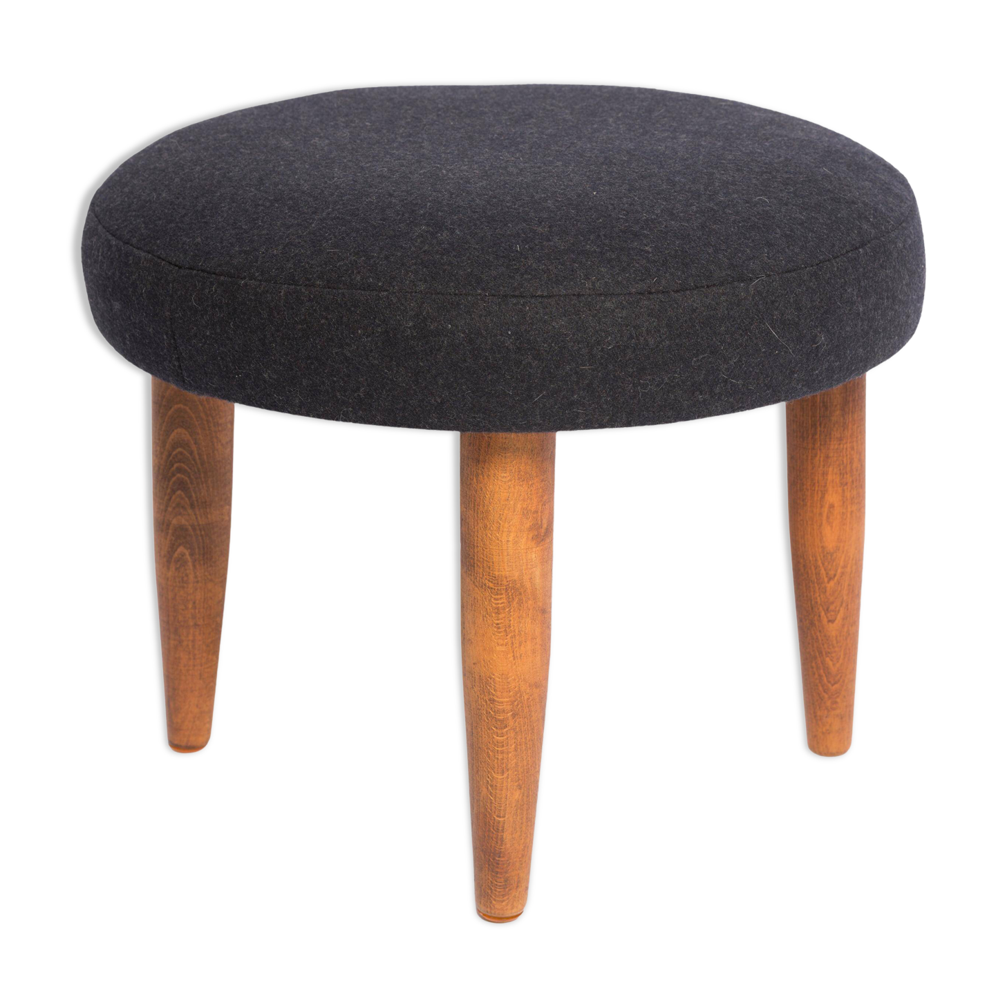 Vintage black wool stool from the mid-century, Denmark, 1960.