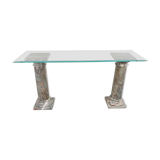 Vintage marble column console table Italy, 1960s