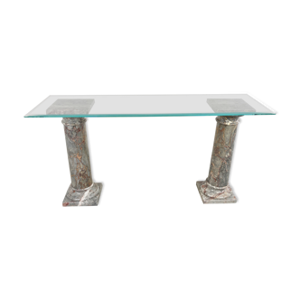 Vintage marble column console table Italy, 1960s