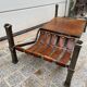 Wrought iron and leather coffee table, brutalist style, 1970s
