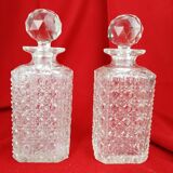 Paire de carafes en cristal de Baccarat ancien Diamant Pierreries