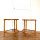 Paire de tables de chevet vintage en rotin et verre fumé