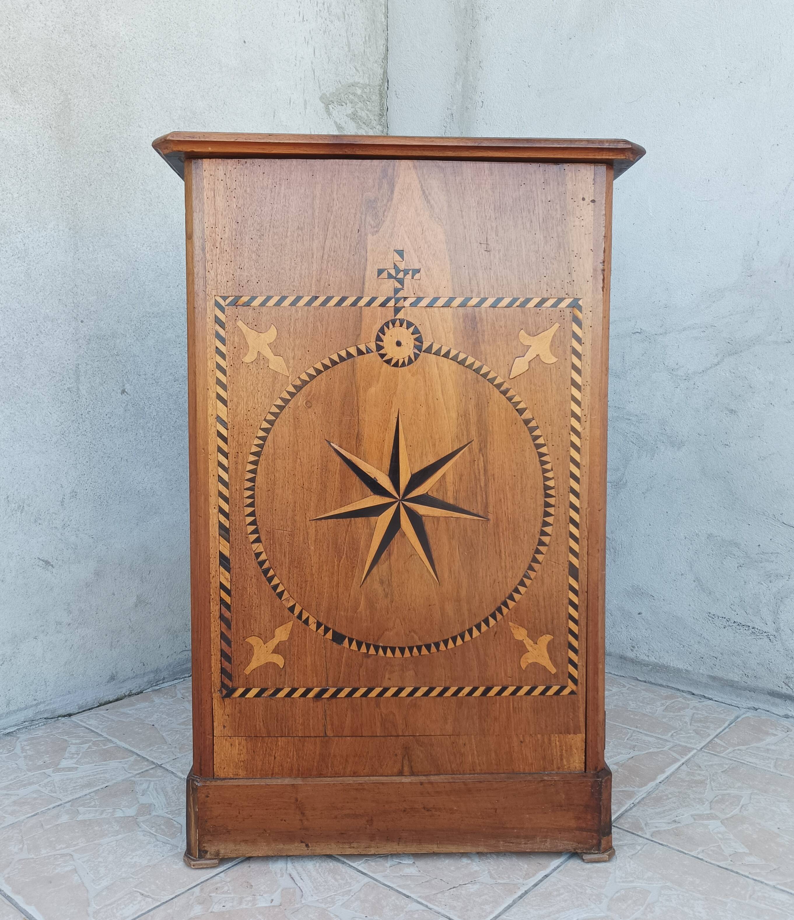 Inlaid walnut entryway sideboard