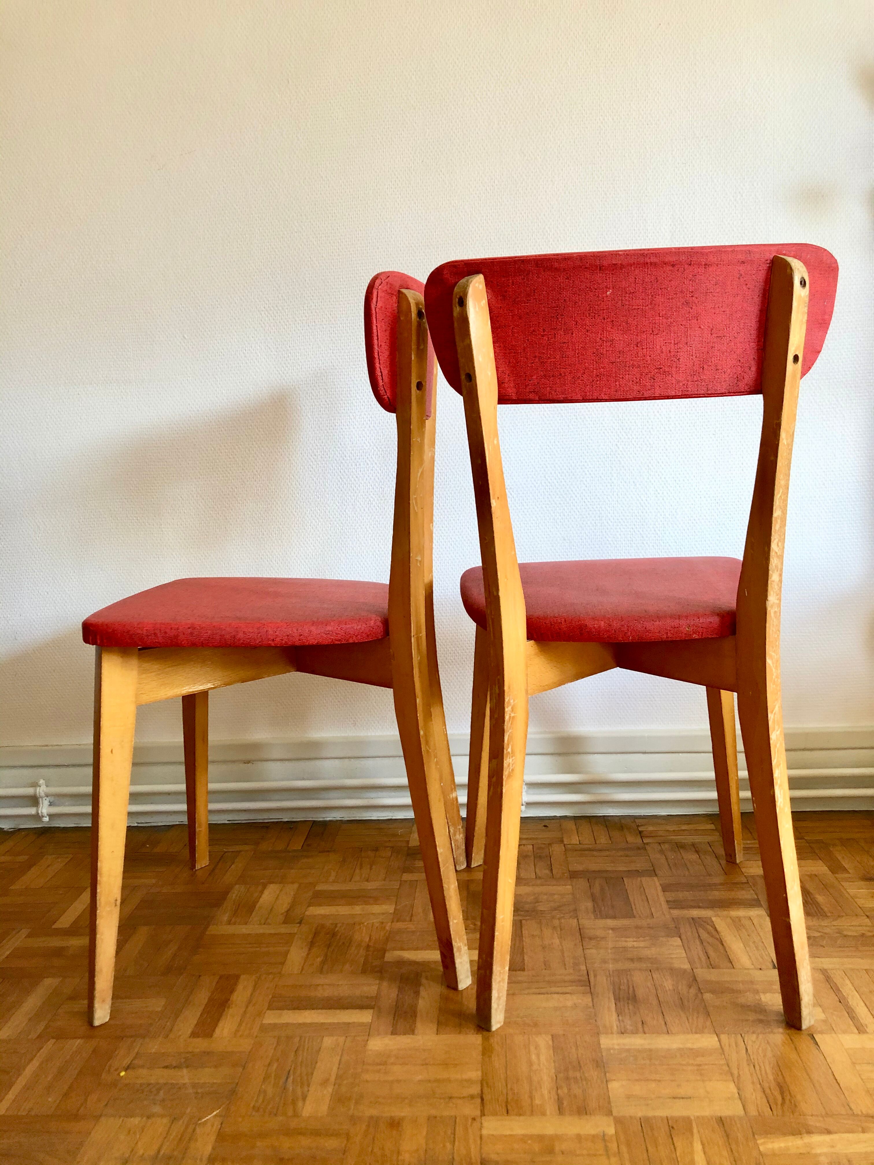 Pair of red bistro chairs