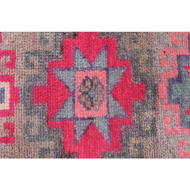 Vintage Turkish Oushak Handmade Wool Cotton Pink Runner 85x387