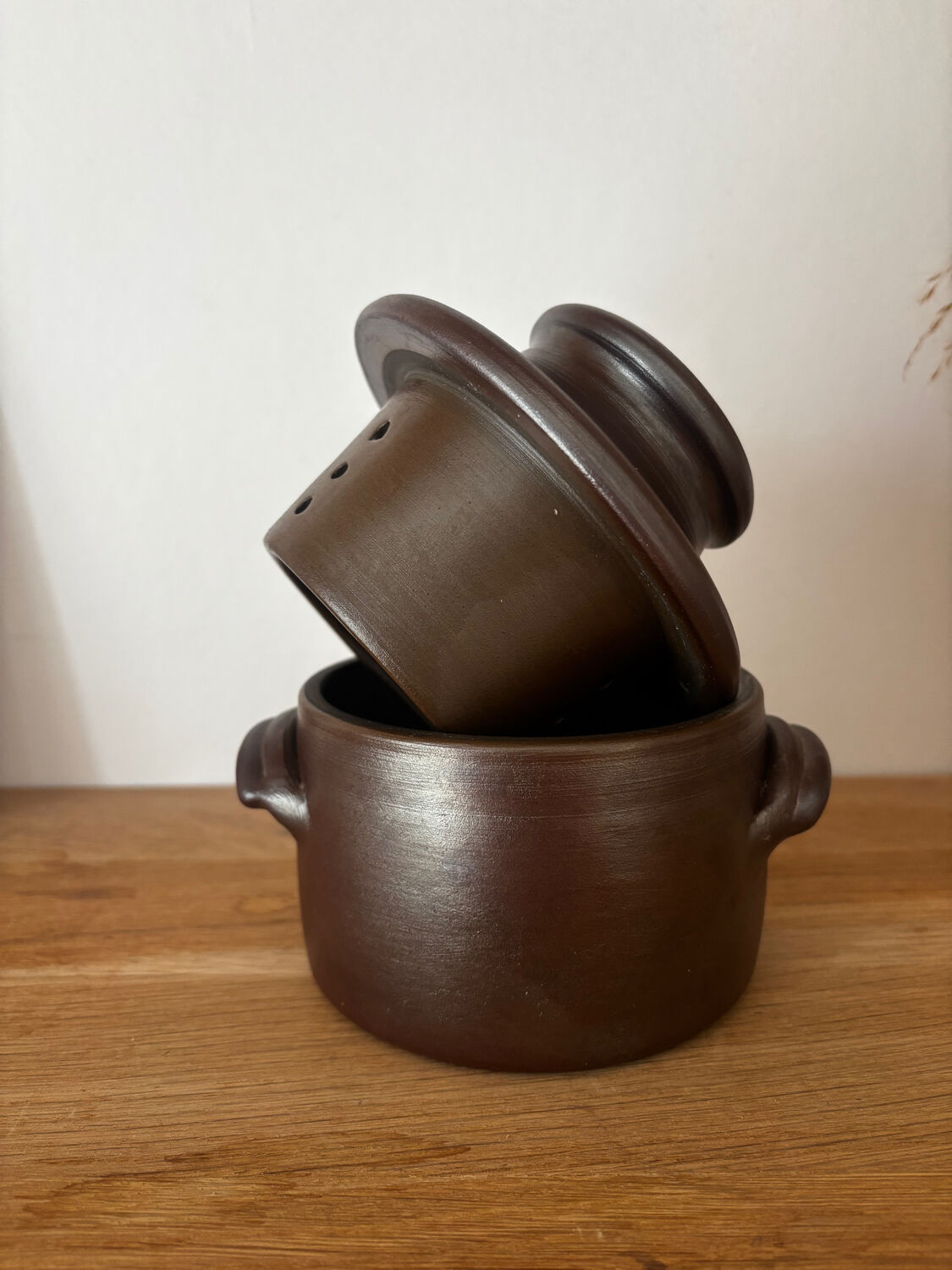 Water butter dish in glazed pottery