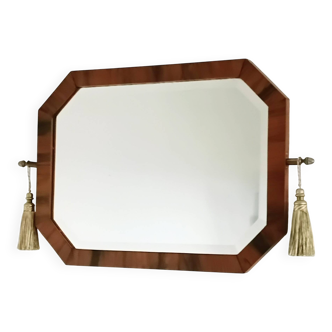 Rare Art Deco mirror from the 1930s in walnut.