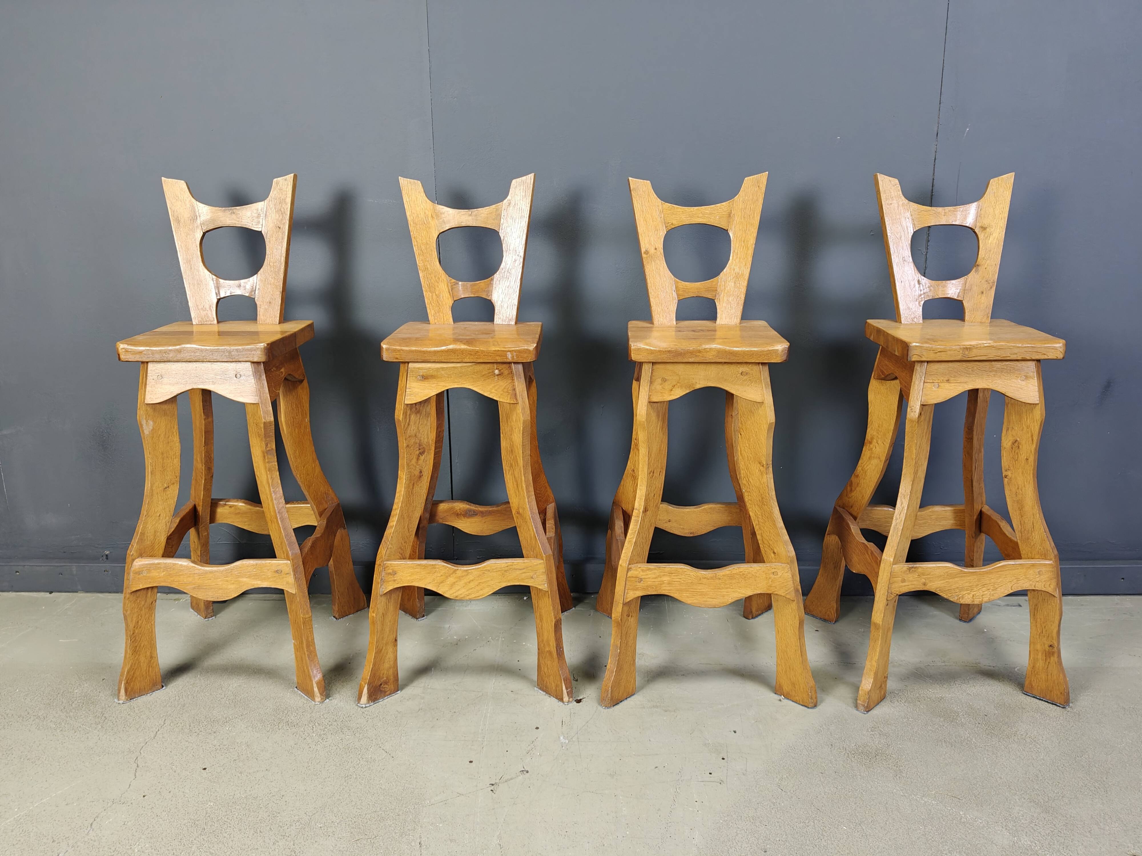 Vintage brutalist bar stools, set of 4 - 1960s