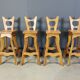 Vintage brutalist bar stools, set of 4 - 1960s