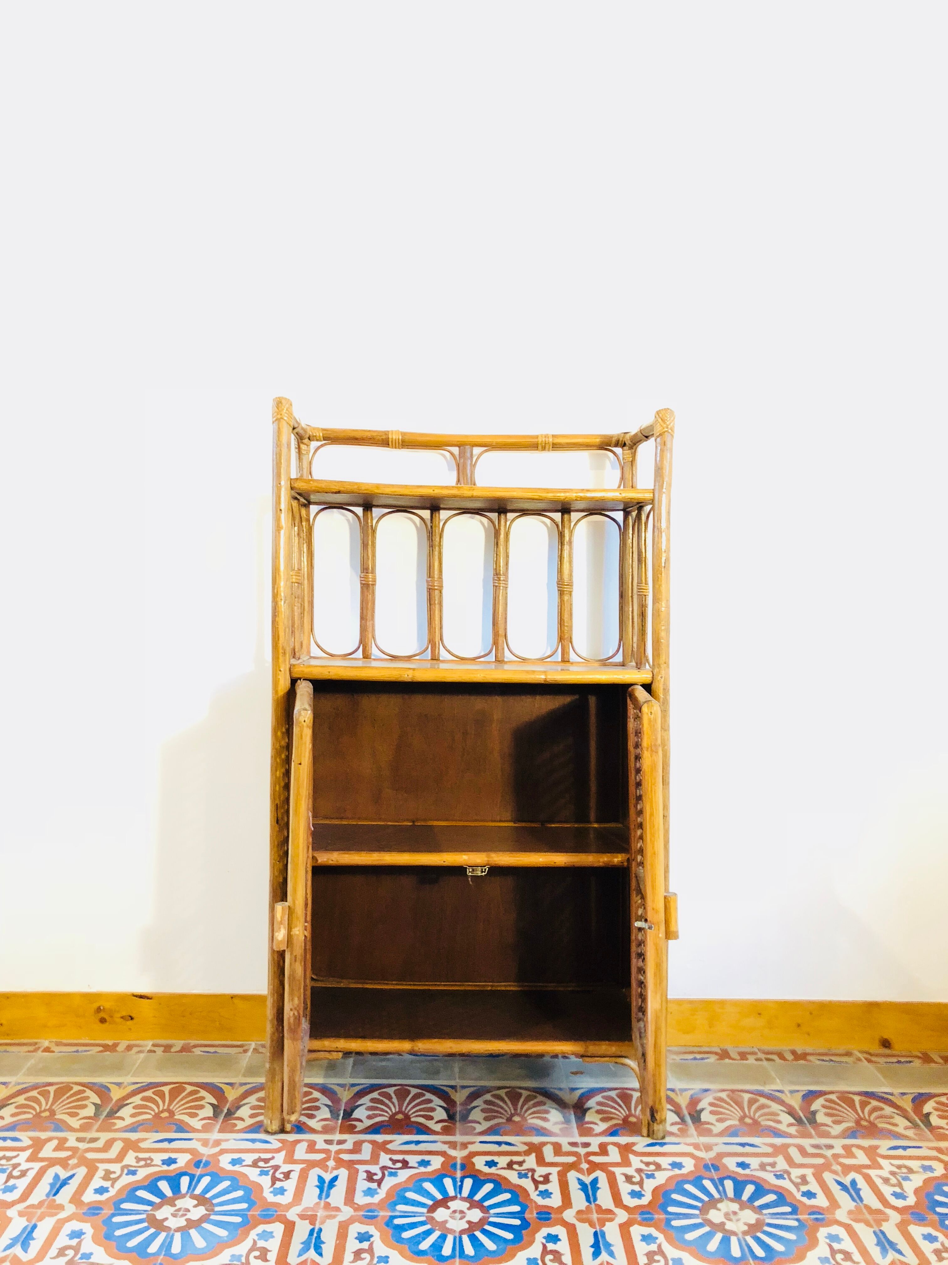 Bamboo and rattan storage cabinet