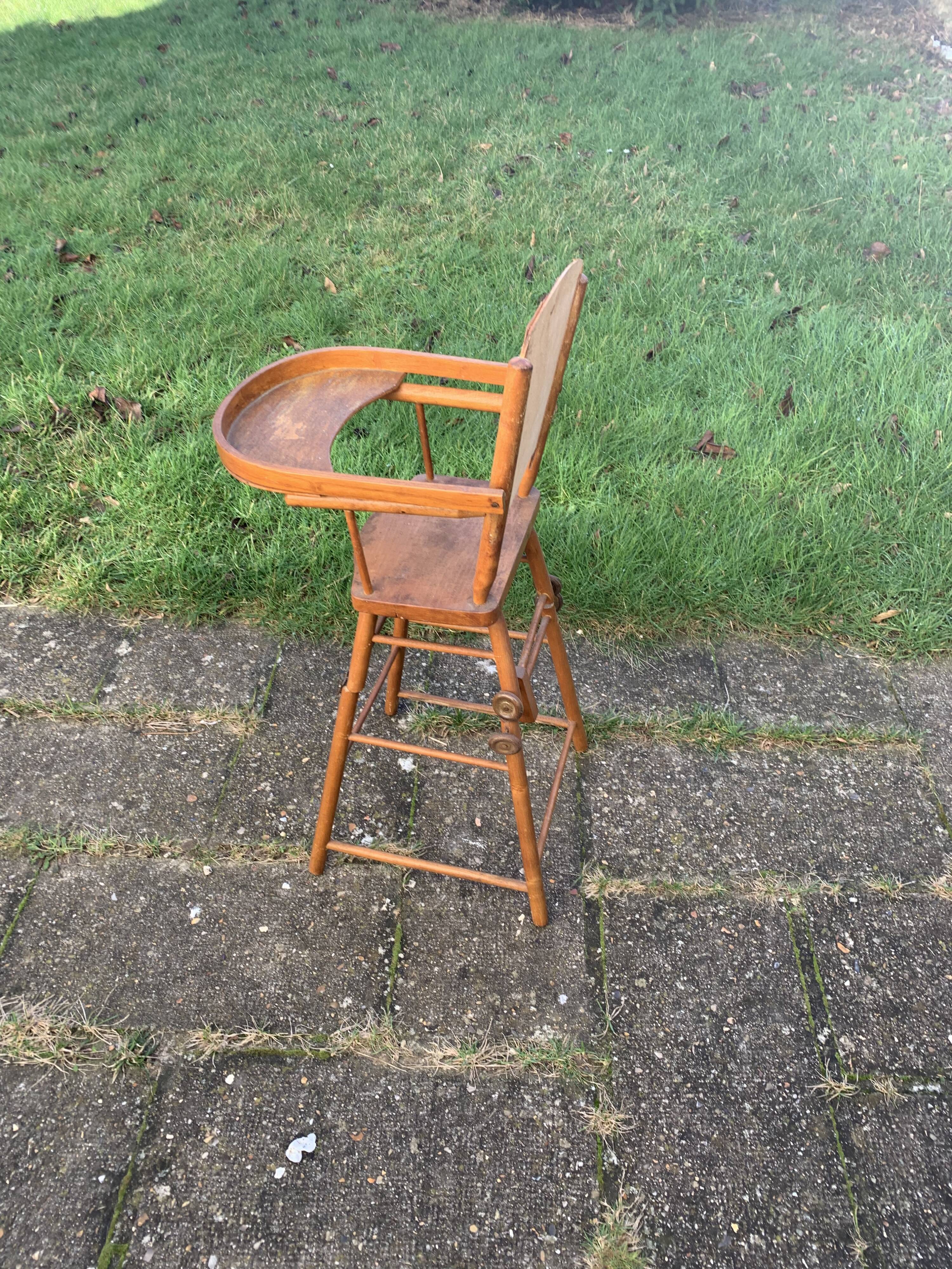High chair for vintage wooden dolls