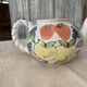 Vintage coloured ceramic jug in cream white with hand-painted decoration (Hungary)