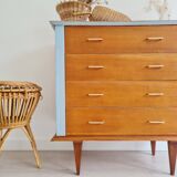 Retro chest of drawers with spindle legs