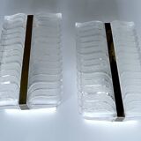 Pair of vintage 70s wall lights, chrome glass