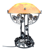Important Art Deco lamp in wrought iron and glass paste – France, circa 1920