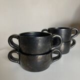 Set de 4 bols à anses Robert Picault Vallauris 1960