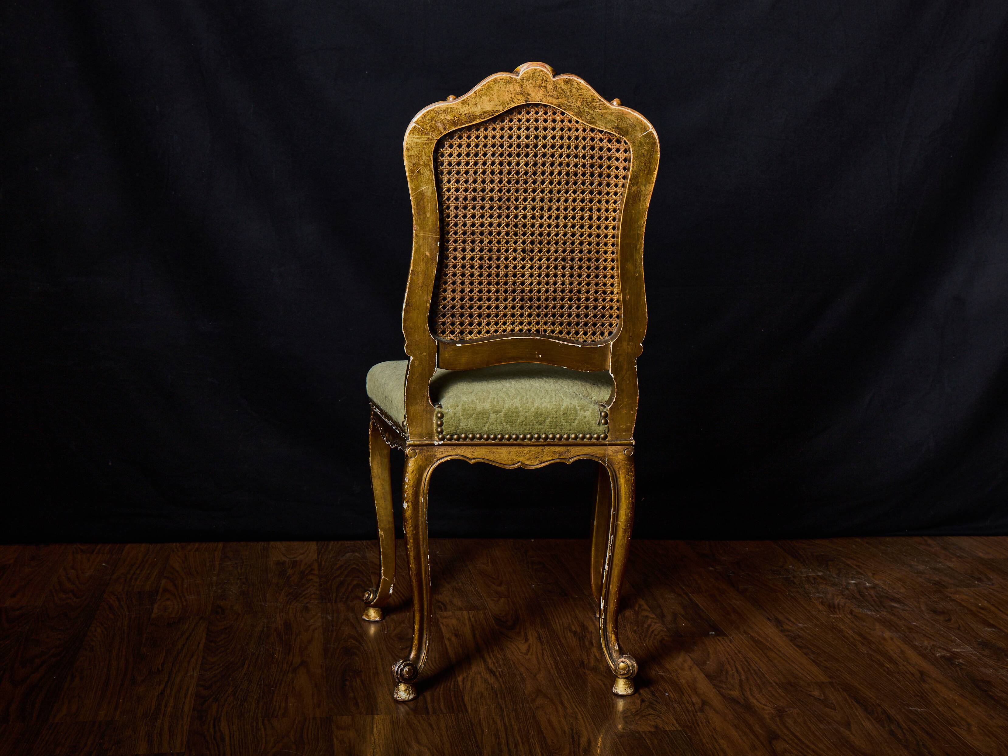 Set of 4 Louis XV style gilded chairs – Musician chair style