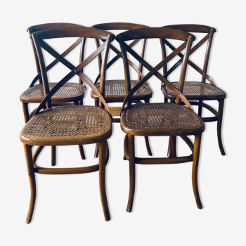 Lot de 5 chaises de bistrot anciennes