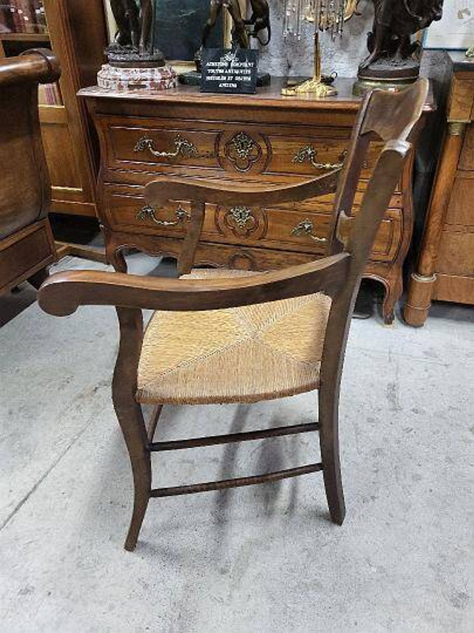 Old 19th century walnut straw armchair n° 2