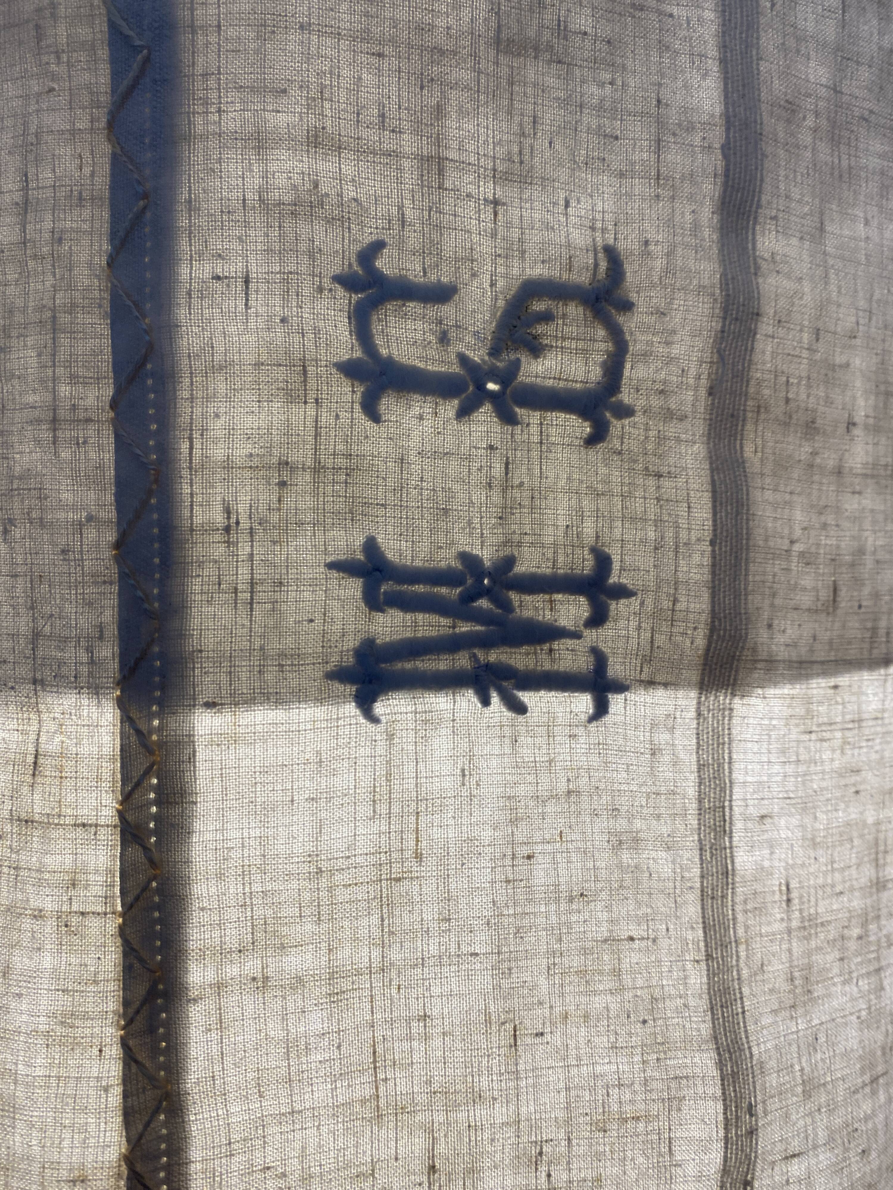 Old linen lampshade with monogram and fern by Henri Matisse