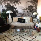 Chromium coffee table and 1970s smoked glass