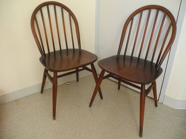 paire chaises Ercol Windsor BSHG 1960 2056 déco vintage dining chairs 60s