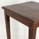 Square mahogany table and mahogany veneer