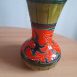 Orange and green ceramic vase