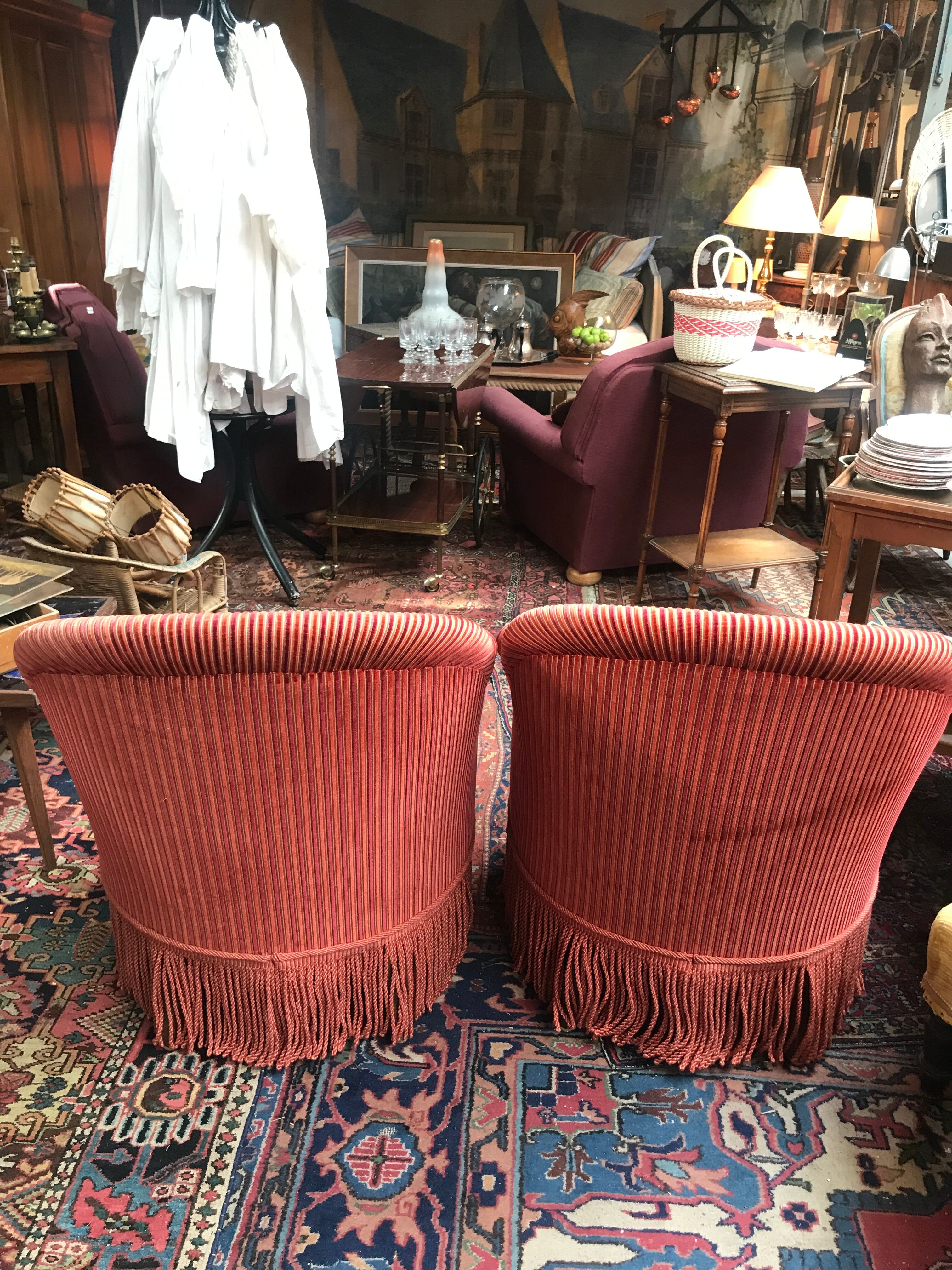 Paire de crapauds tissu velours  1950