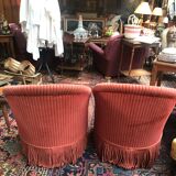 Paire de crapauds tissu velours  1950