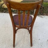 Bentwood bistro chair upholstered in burgundy leather
