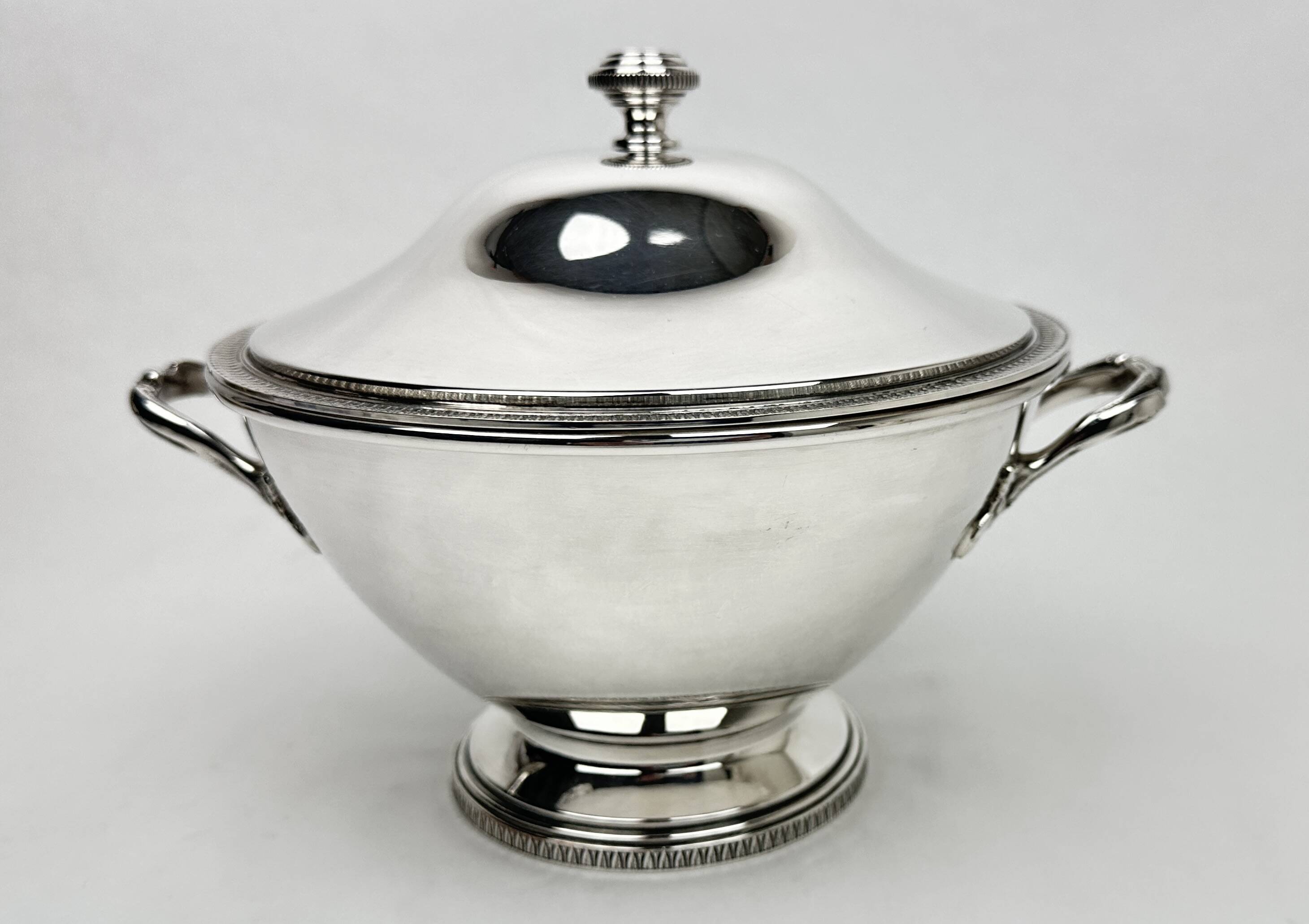 Vegetable Dish, Silver Metal Soup Tureen, Empire Style, Malmaison