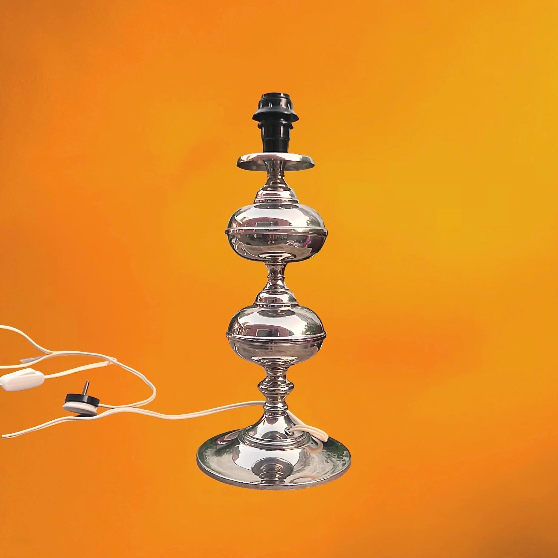 Lamp base space age chrome metal stacked spheres - 1970s