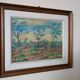Peinture à l'huile sur panneau paysage campagne prairie fleurie signée
