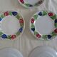 5 plates Luneville Badonviller old faience 385012 red flowers