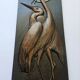 Rare Wall Wood Relief Sculpture of Herons, 1960s