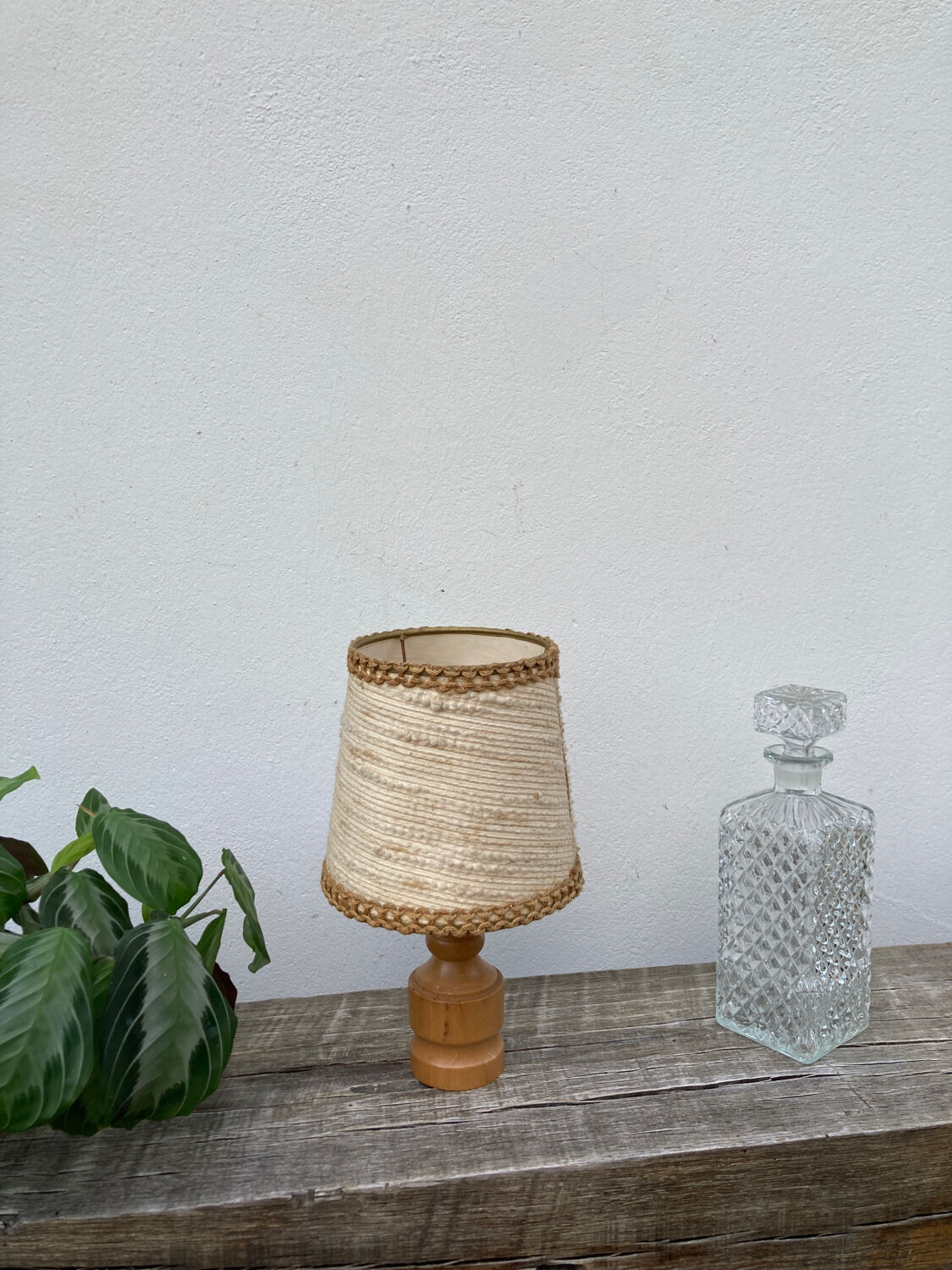 Bedside lamp in wood and wool 1970