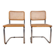 Chaises avec structure tubulaire chromée et cadre en rotin, Italie, années 1970