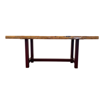 Handmade table and top, made with recycled fir materials