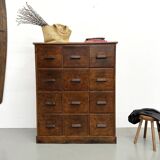 Meuble de métier ancien à 12 tiroirs, circa 1900